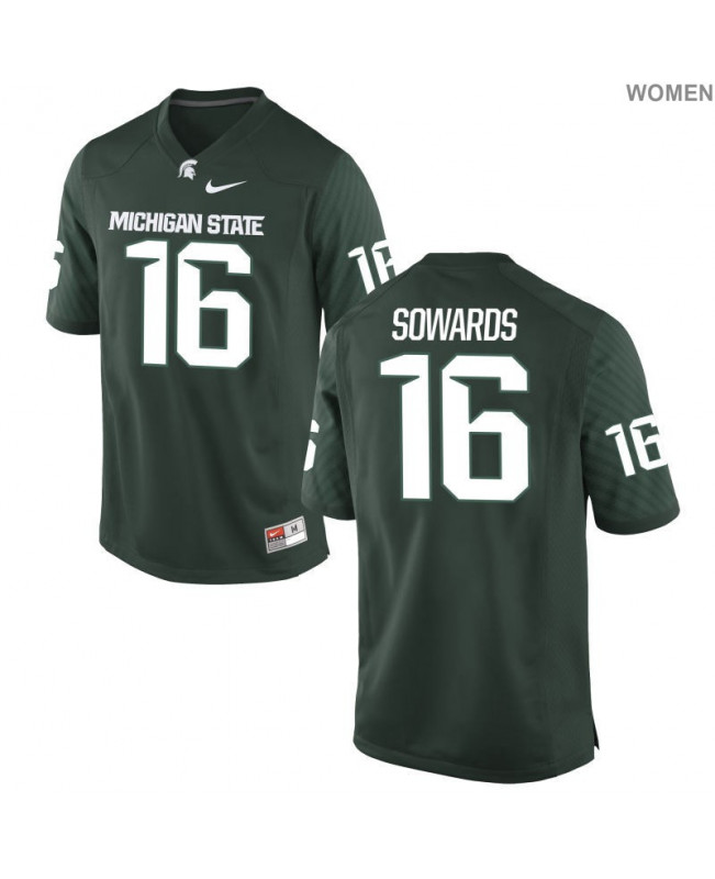 Women's Michigan State Spartans #16 Brandon Sowards NCAA Nike Authentic Green College Stitched Football Jersey JH41G86HB